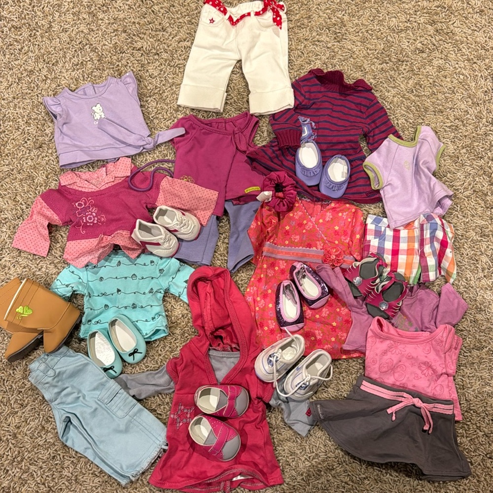 American Girl Clothes Lot shirts, boots, dresses